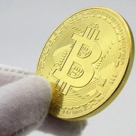 Колекционерска биткойн/bitcoin монета с позлата/посребряване