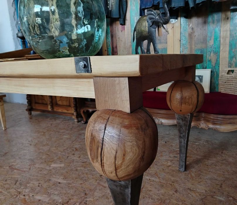 Masa consiliu (evenimente) din lemn masiv vechi, stil industrial