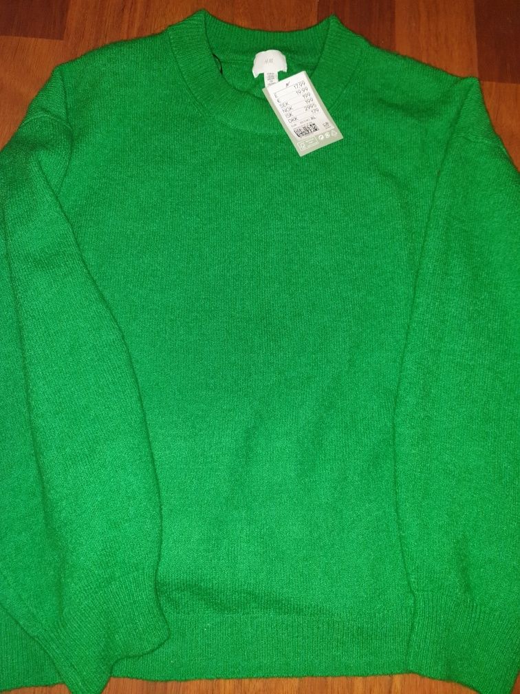 Vand pulover verde intens, fin, unisex mar xl, geaca Only,  Diesel