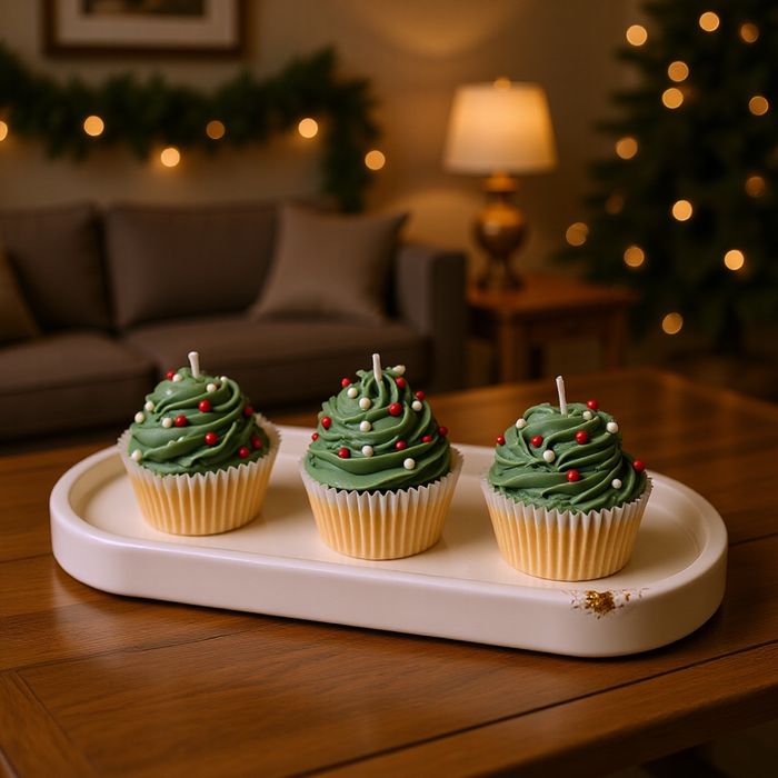 Свечи-капкейки новогодние