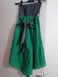 Rochie verde cu material denim