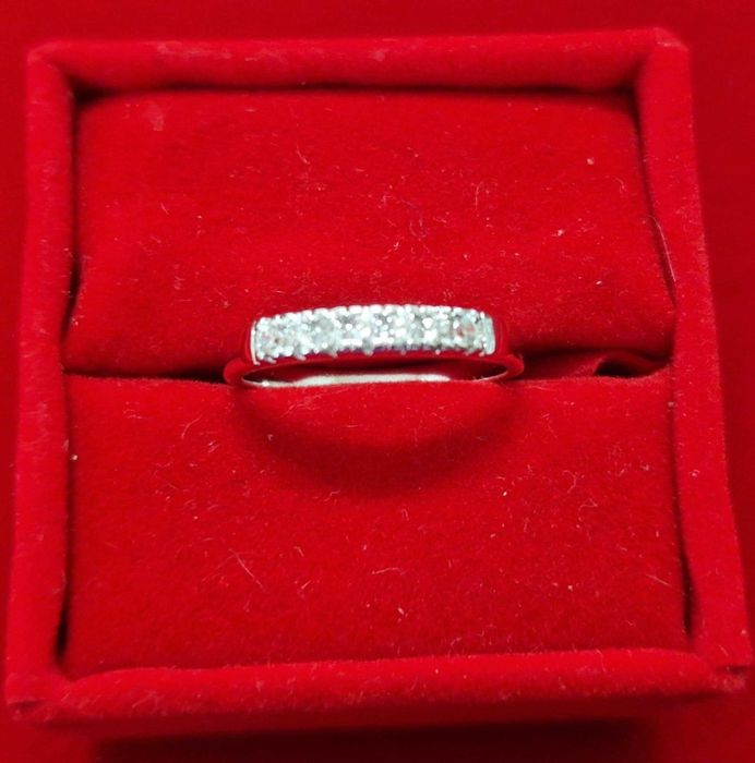 GR91, inel placat aur alb 18k, tenis, zirconii albe, nou,reducere 20%