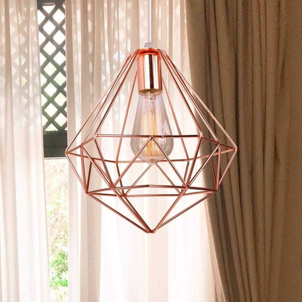 Lustra decorativa vintage, retro metalic, E27, auriu, ca nou
