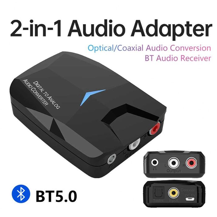 Adaptor convertor audio digital SPDIF toslink la analog RCA, jack + BT
