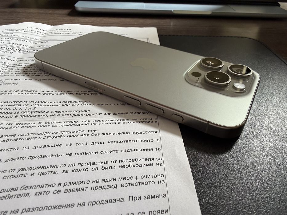 iPhone 15 Pro 256GB, гаранция Yettel до 09.2026, БЕЗУПРЕЧЕН !