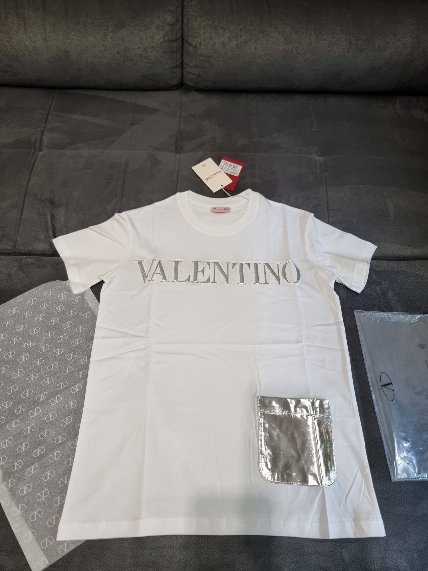 Valentino Garavani embossed silver pocket T-shirt