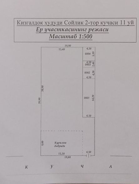 Ер сотилади 4сотих кировда 10х40