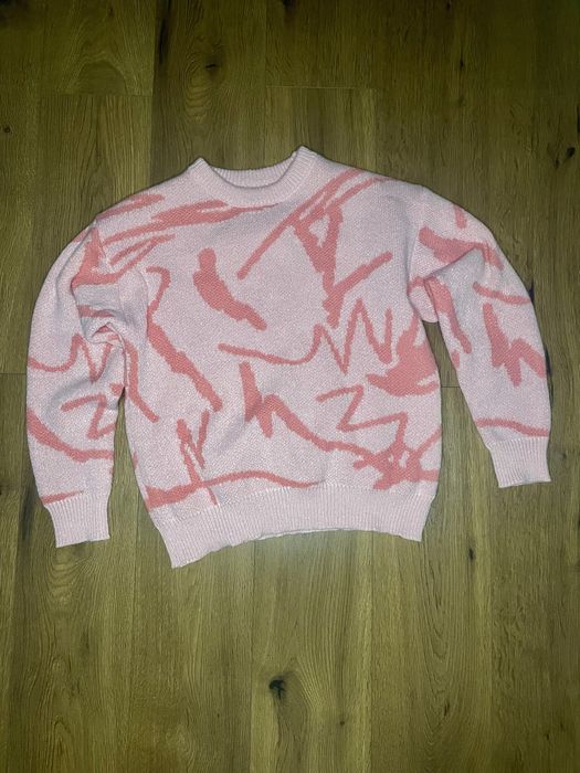 Шарен розов пуловер размер М