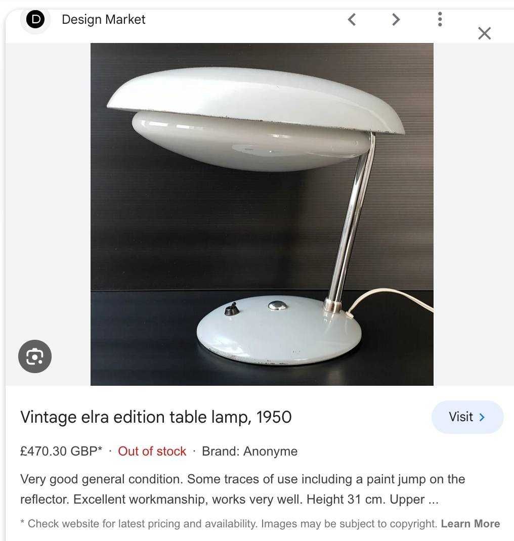 1950 Lampa marcata ELBA stil Bauhaus Mid Century Veioza Comunista UFO