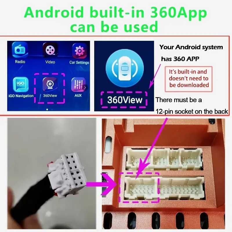 Комплект 360 камери за кола за парктроник мултимедия Андроид Android