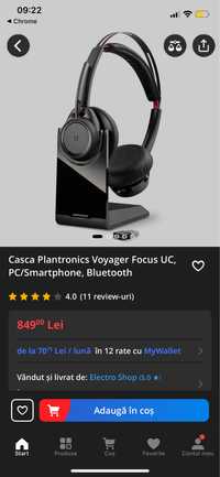 Casti Plantronics Voyager Focus UC, PC/Smartphone, Bluetooth