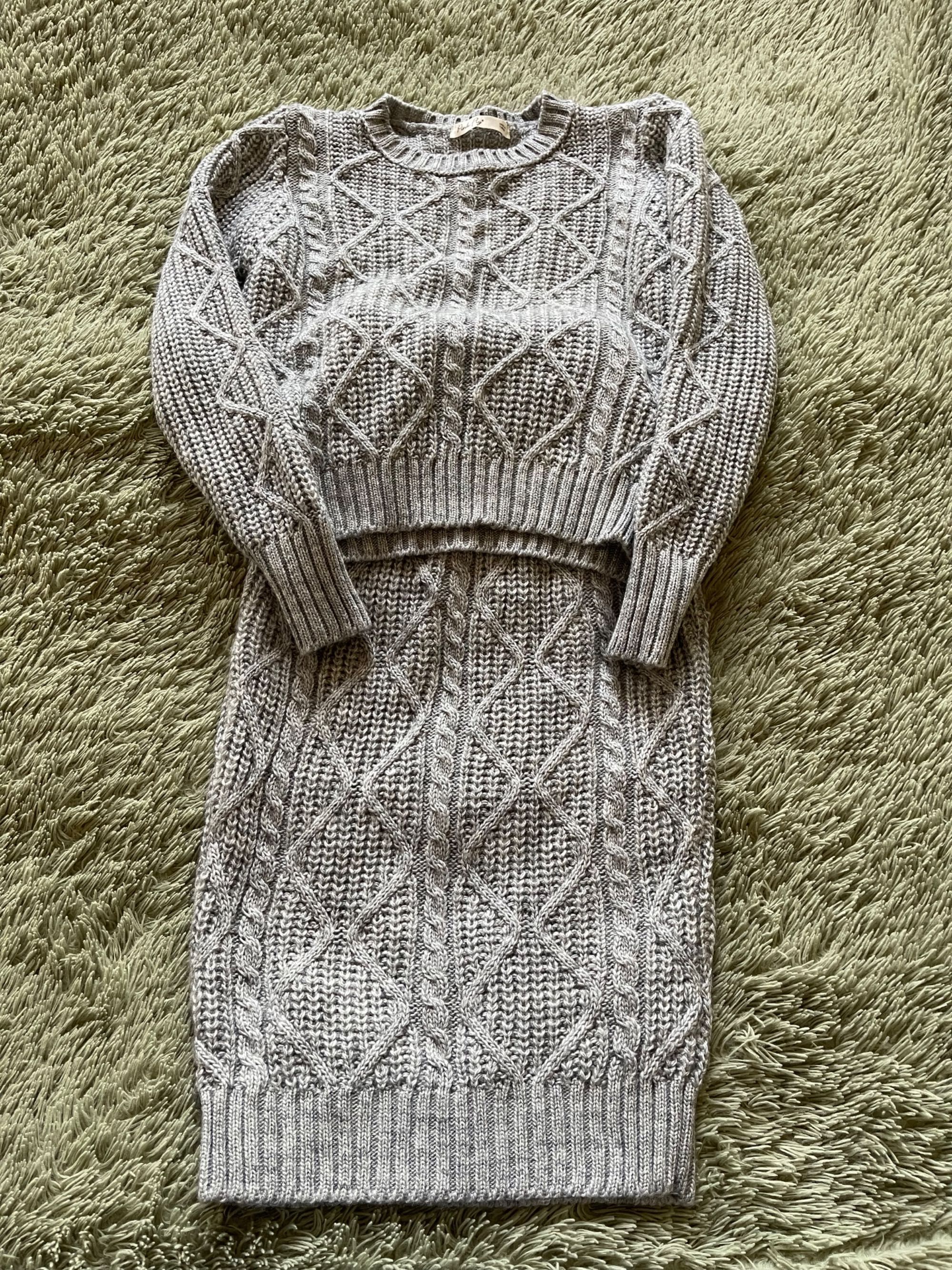 Юбка+свитер серый