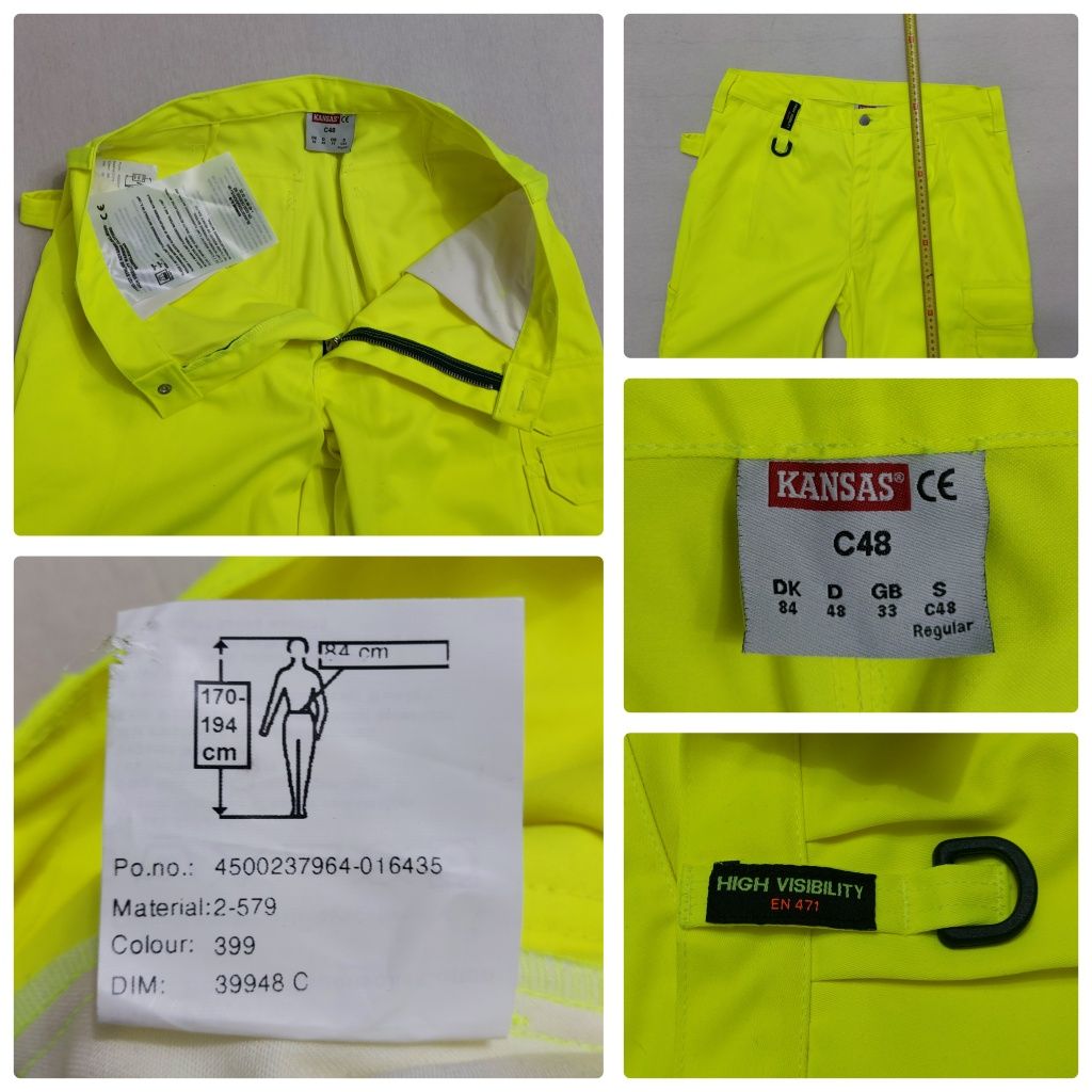 Pantaloni Fristads Kansas Cordura verde neon de înaltă vizibilitate 48