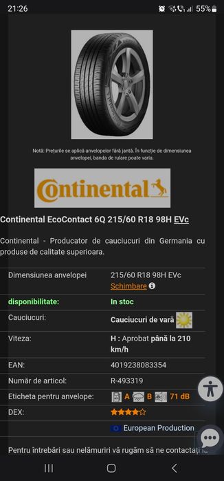Continental Eco Contact 6Q 215/60 R18H