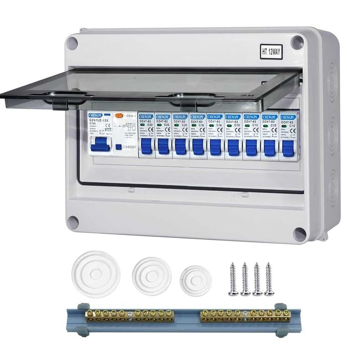 REDUS de la 300RON, Panou distributie cu 12 module+ sigurante, 100A