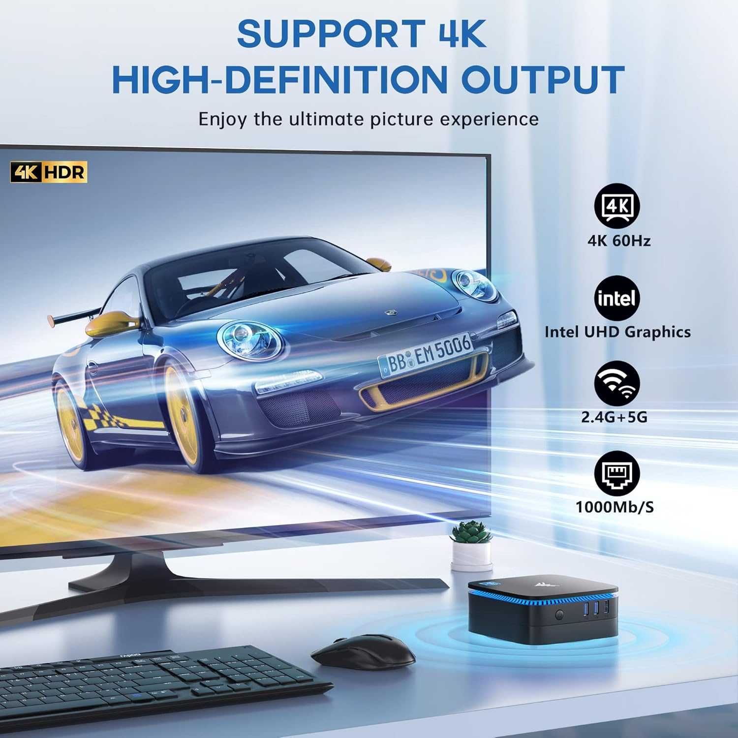 Mini PC AK1 Pro,8GB/256GB M.2 SSD,Windows 11Pro, negru,sigilat