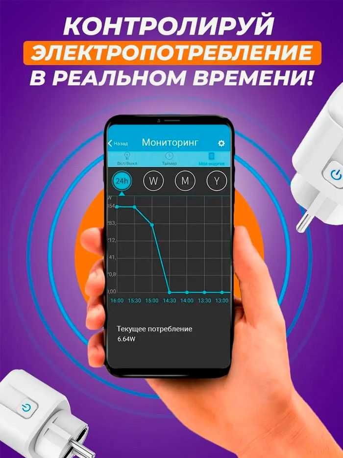 Умная розетка Tuya Smart Wi-Fi 16A