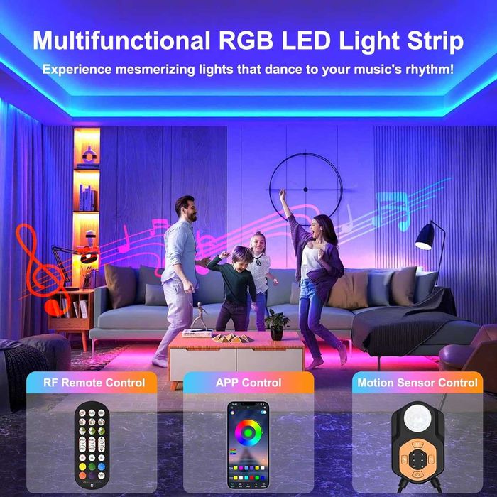 AOYADAISU LED светлинна лента за закрито, сензор за движение 3 м, 2 бр