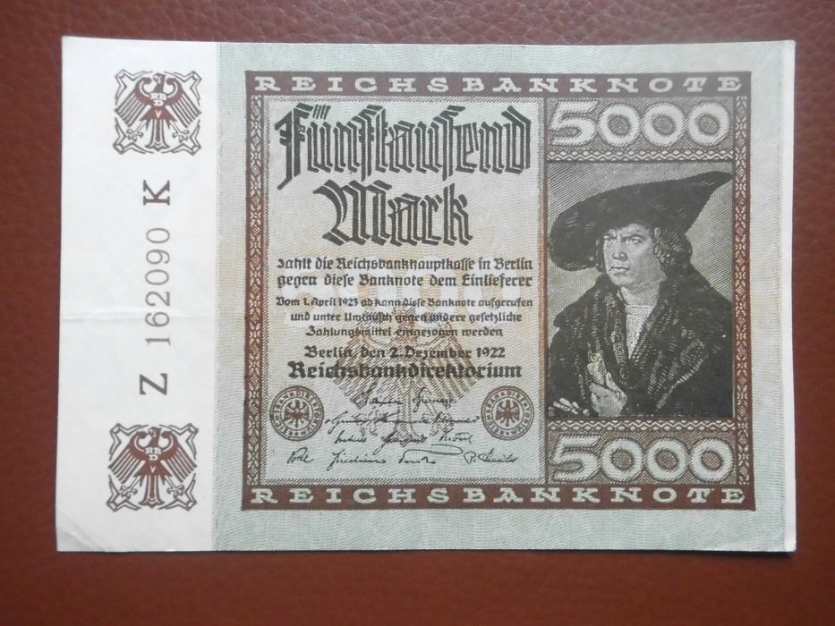 Рейхсбанкнота 5000 Марок 1922 год