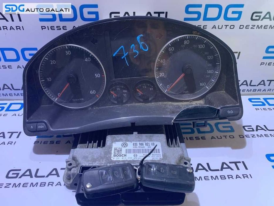 Kit Pornire ECU Calculator Motor Cip Cheie si Imobilizator VW Golf 5 Plus 1.9 TDI BXE 105CP 2004 - 2008 Cod 03G906021KQ 0281013233 [L3023]
