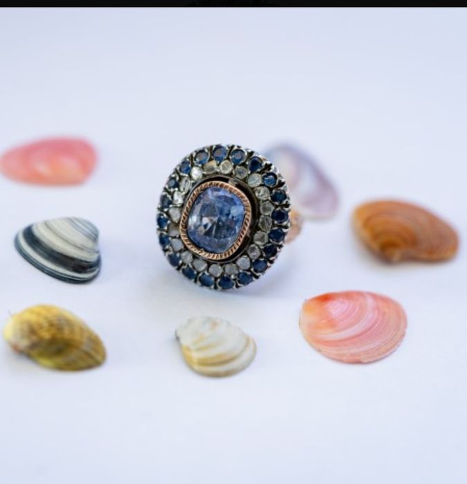 Inel Vechi Safire, Diamante Certificat