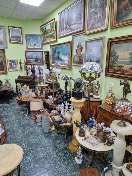 Огромна антикварна авторска картина масло върху платно