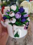 Cana lalele deschise Mov/lila/alb din lut polimeric