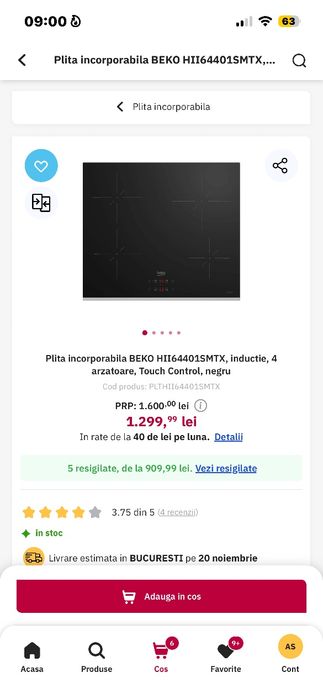 Vand plita cu inductie Beko