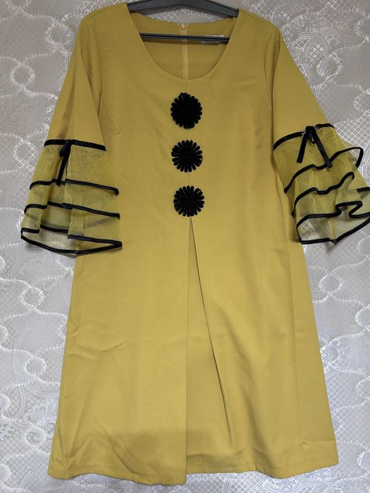Платье турецкое до колени желтое