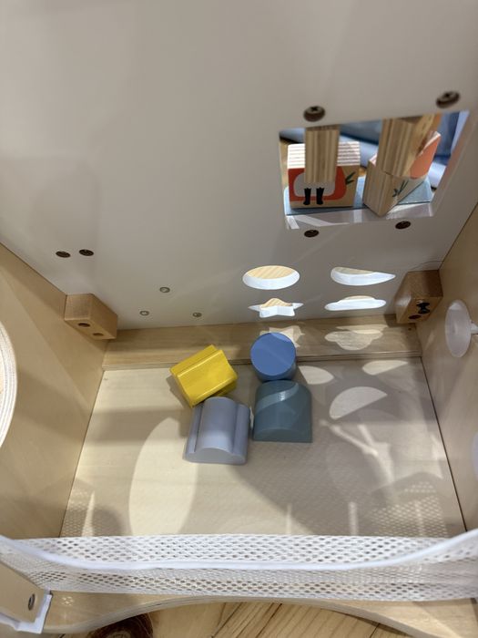 Дървена проходилка (уокър)  + Дидактически куб Moni Toys