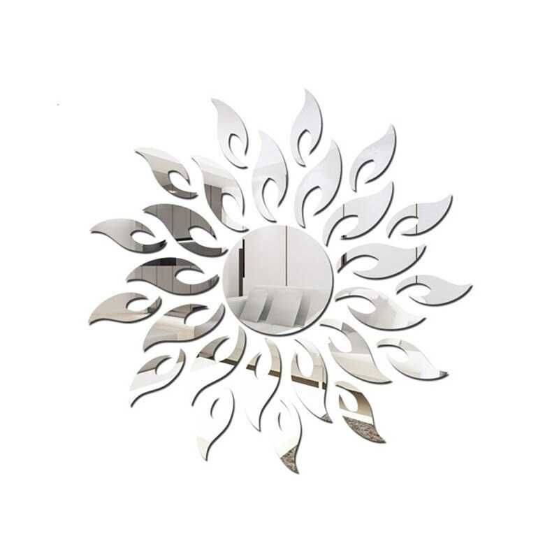 Set Oglinzi din PVC Design 3D SILVER SUN  27 buc/set