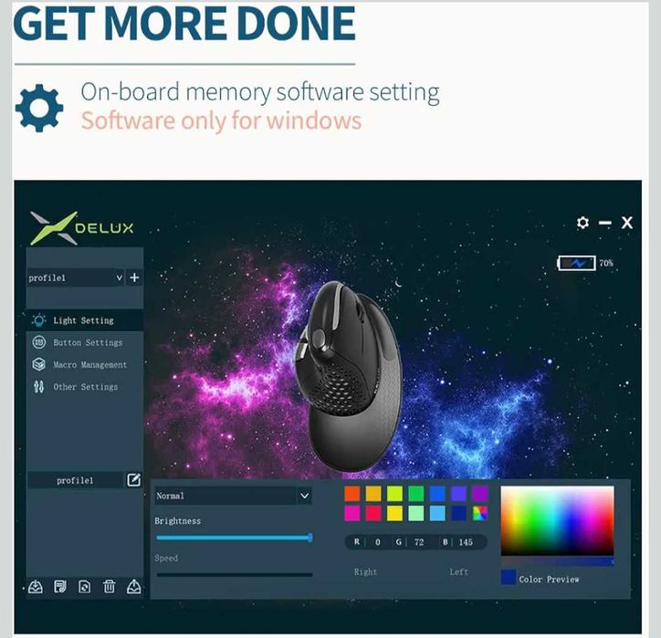 DELUX Seeker M618XSD Безжична ергономична вертикална мишка OLED екран