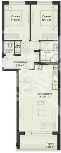 Двустаен апартамент Кършияка 93-7259