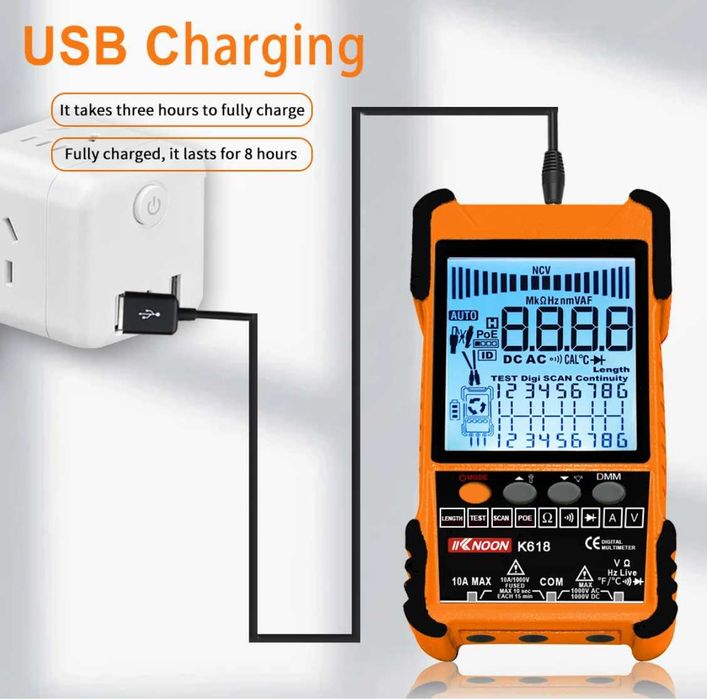 Многофункционален мултимер и тестер за мрежови кабели KKNOON - K618
