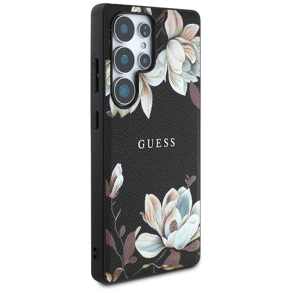 Guess Grained Flowers MagSafe за Samsung Galaxy S25 Ultra - Черен