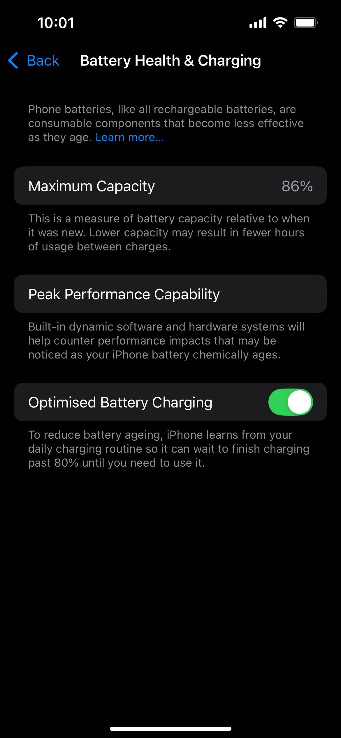 iPhone 14, 128GB, Midnight, капацитет на батерията - 86%