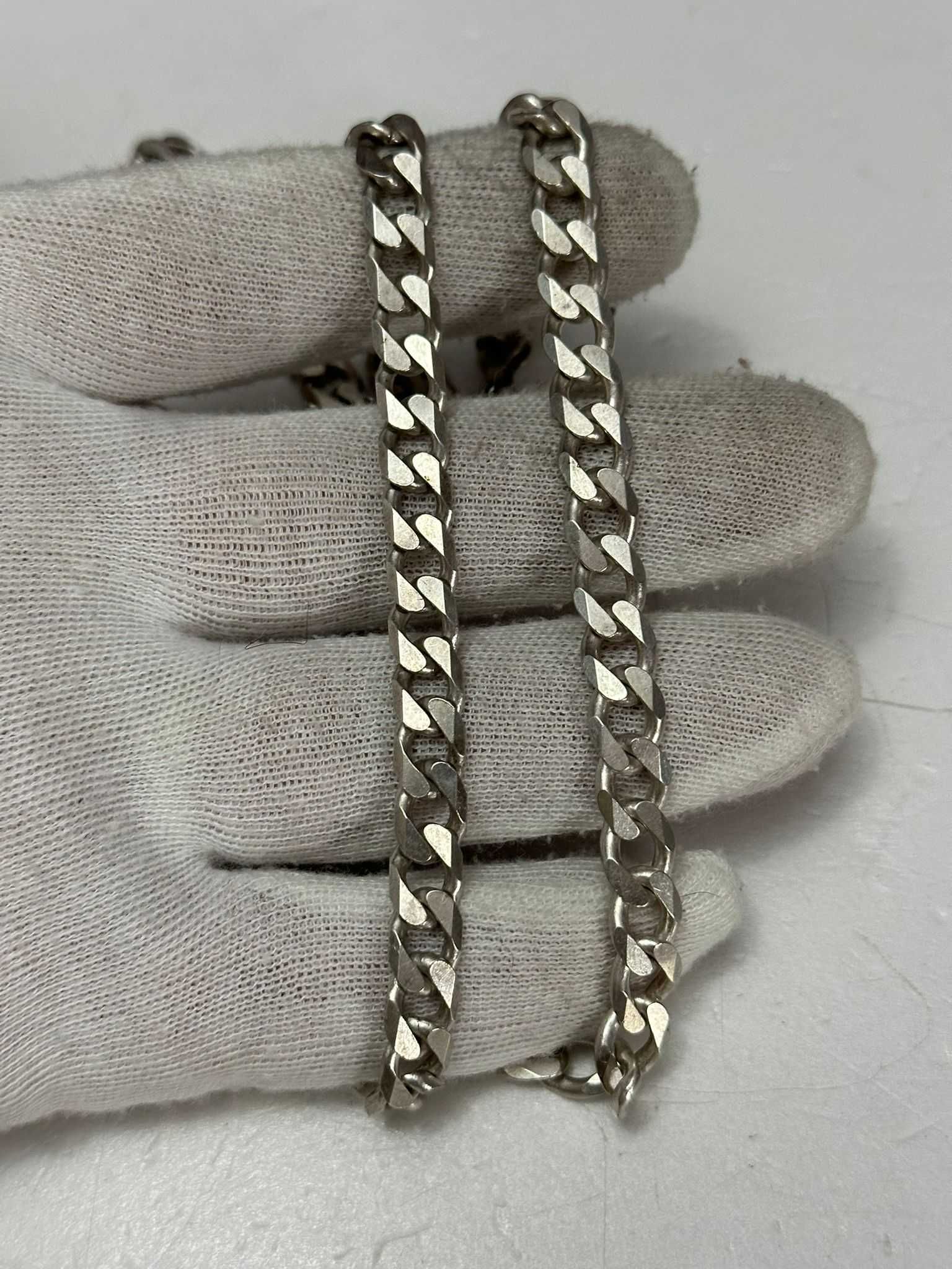 SET LANT + BRATARA ARGINT 925 - Model Lat - Vintage - CUBAN - 70g. !