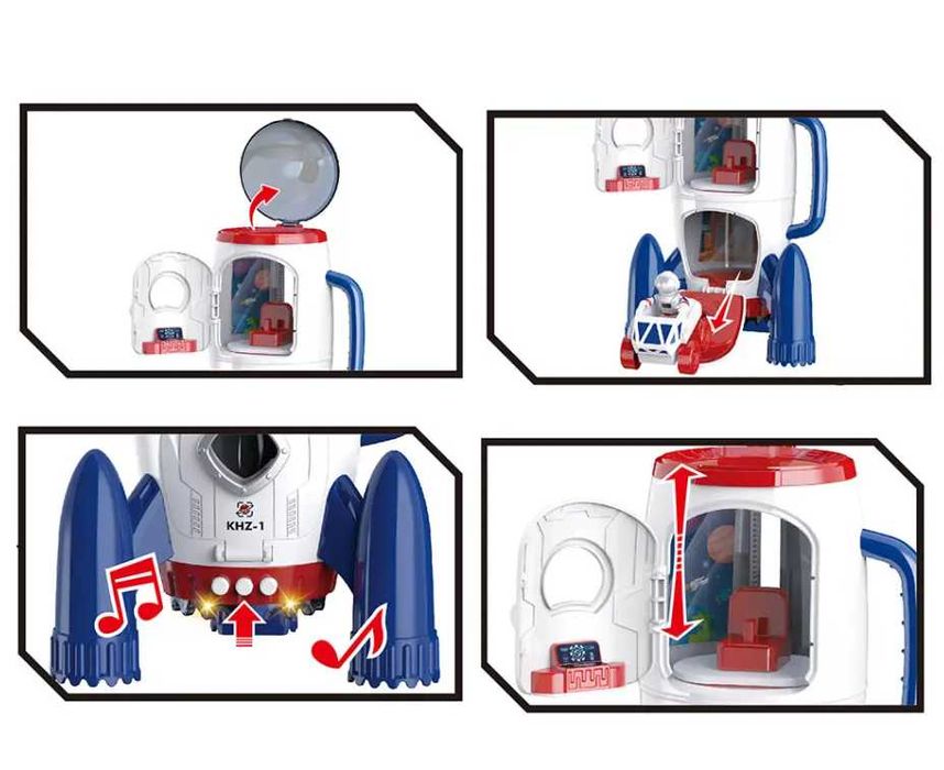 Set Cosmic de Explorare 3 in 1, Racheta Spatiala, Rover si 2Astronauti