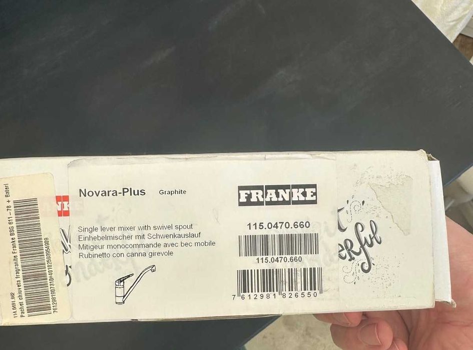 Baterie bucatarie Franke Novara Plus, monojet, cartus ceramic, Grafite