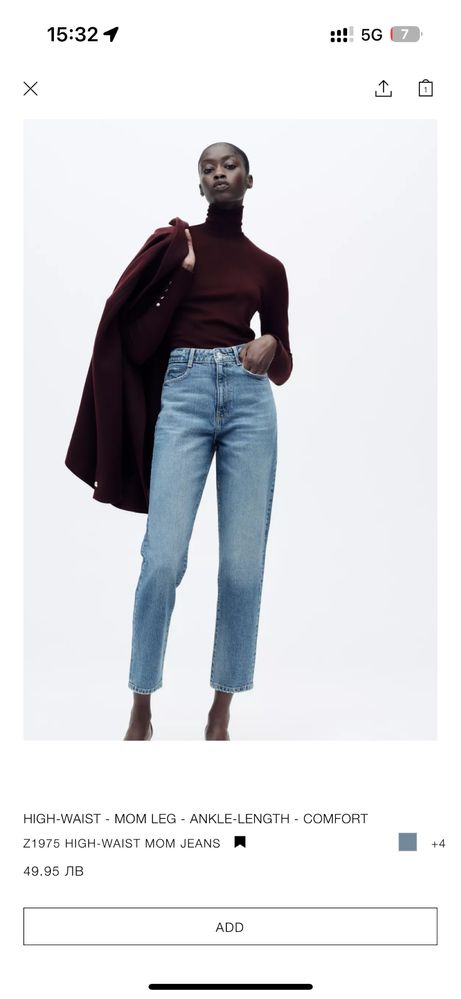 Mom fit дънки зара