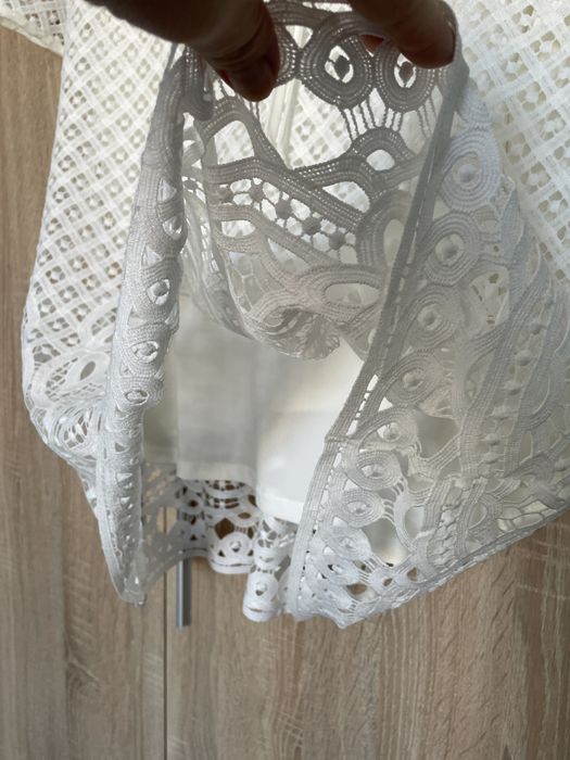 Уникална блуза бяла, цялата от бродерия - 2XL