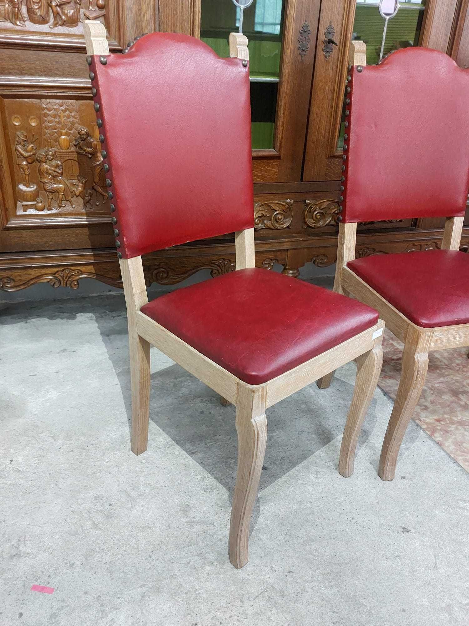 6 броя масивни трапезни столове от естествена кожа