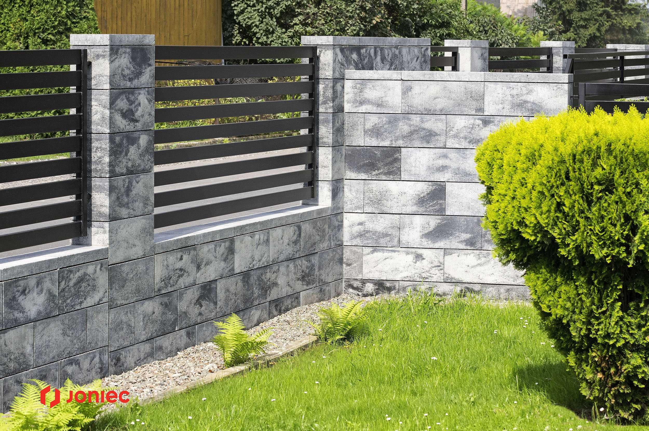 Gard prefabricate din Bolțari beton texturat Roma Horizon culoare ONYX