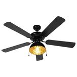 Ventilator de Tavan cu Lumină, QAZQA, Negru-Auriu, 50 cm