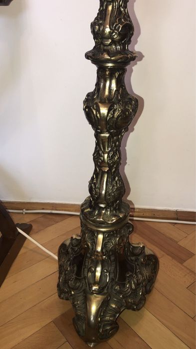 Lampadar englezesc din bronz masiv,cu abajur,intrerupator