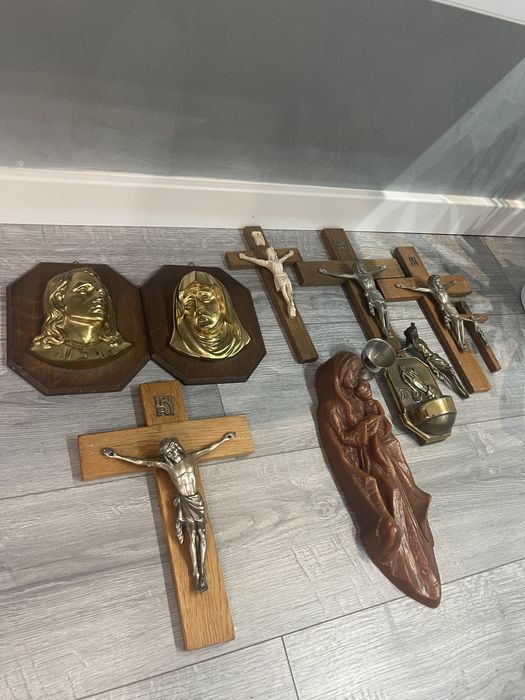 Lot crucifixuri și icoane vintage – lemn & metal – colecție religioasa