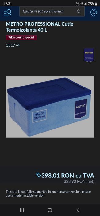 Cutie Termoizolanta Metro Profesionala 40 L