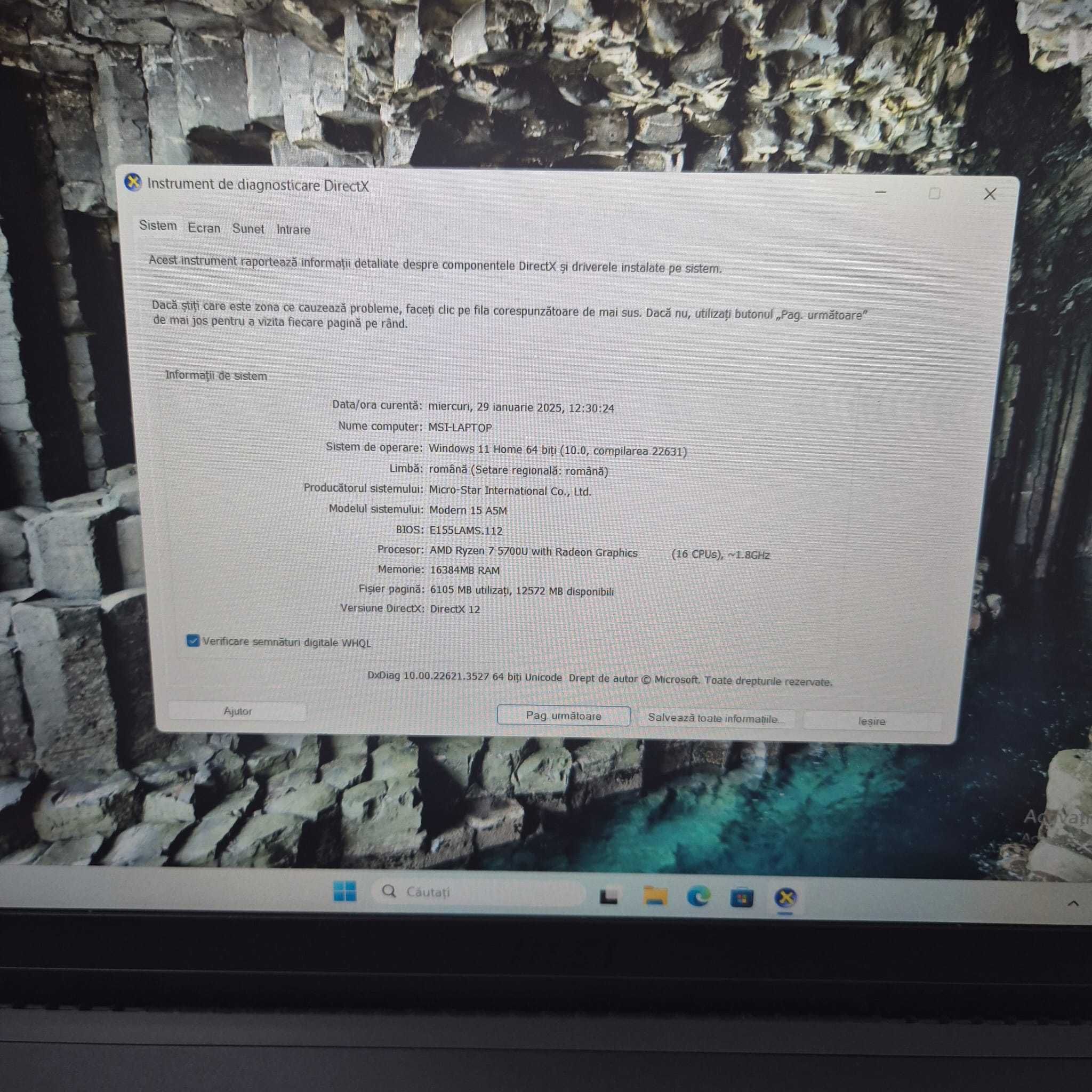Laptop MSI Modern 15 A5M AMD RYZEN 7 5700V 16GB RAM 1TB SSD RAM