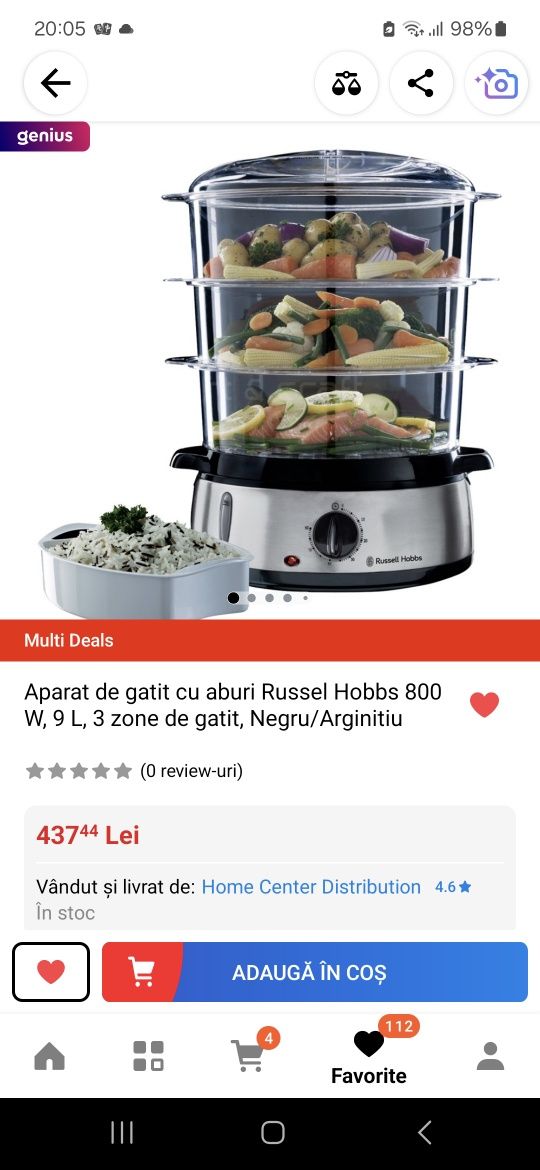 Aparat de gătit cu aburi russel