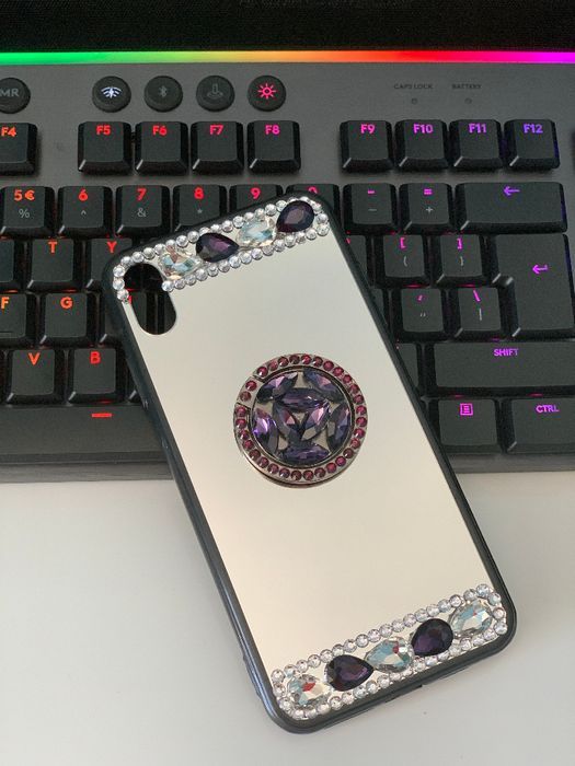 Husa oglinda, inel si pietricele iPhone XS Max , 11 Pro , 11 Pro Max